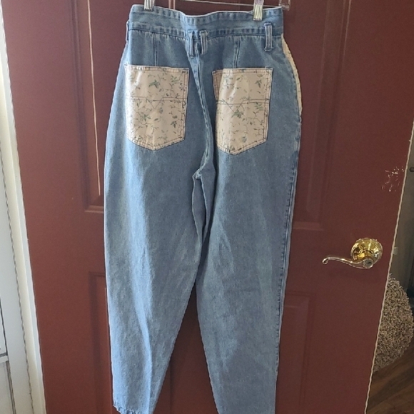 Stefano Vintage Straight Leg Jeans With Floral Patches Distressed Details Size 8 - Picture 10 of 12